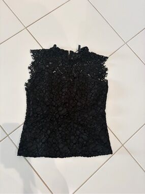 White House Black Market Black Lace Sleeveless Shell